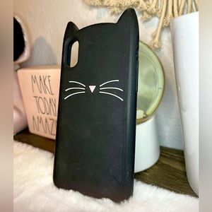 Black silicone cat ears iPhone X XS case